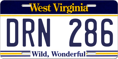 WV license plate DRN286