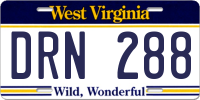 WV license plate DRN288