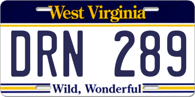 WV license plate DRN289
