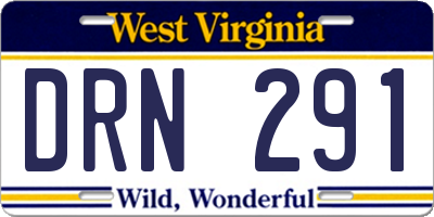 WV license plate DRN291
