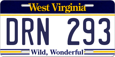 WV license plate DRN293