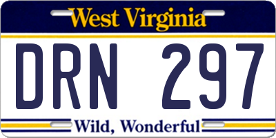 WV license plate DRN297