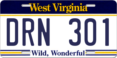 WV license plate DRN301