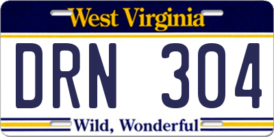 WV license plate DRN304