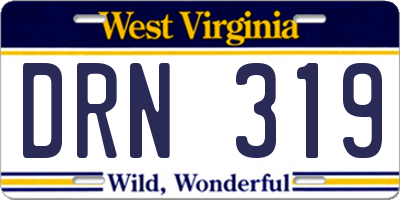 WV license plate DRN319