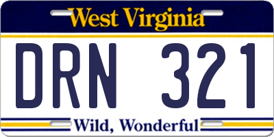 WV license plate DRN321
