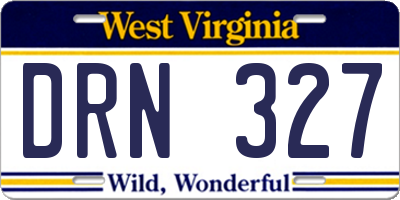 WV license plate DRN327