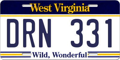 WV license plate DRN331
