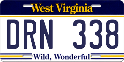 WV license plate DRN338