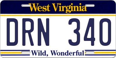 WV license plate DRN340