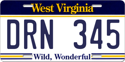 WV license plate DRN345