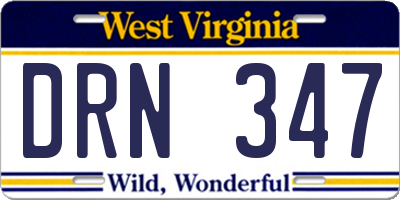 WV license plate DRN347