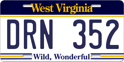 WV license plate DRN352