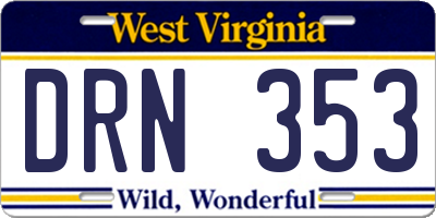 WV license plate DRN353