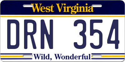 WV license plate DRN354