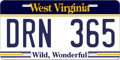 WV license plate DRN365