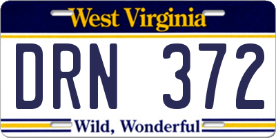 WV license plate DRN372