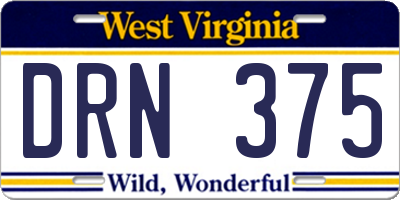 WV license plate DRN375