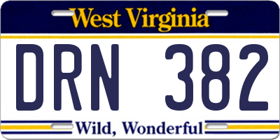 WV license plate DRN382