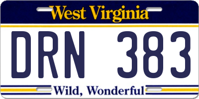 WV license plate DRN383