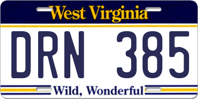 WV license plate DRN385