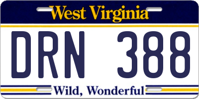 WV license plate DRN388