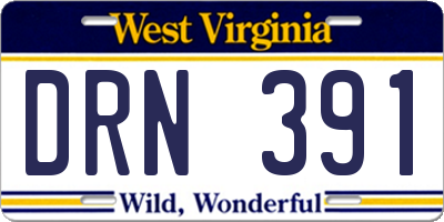 WV license plate DRN391