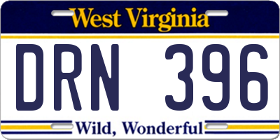 WV license plate DRN396