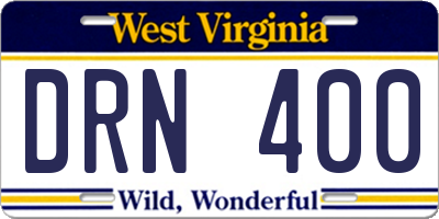 WV license plate DRN400