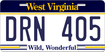 WV license plate DRN405