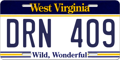 WV license plate DRN409