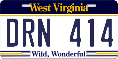 WV license plate DRN414