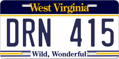 WV license plate DRN415