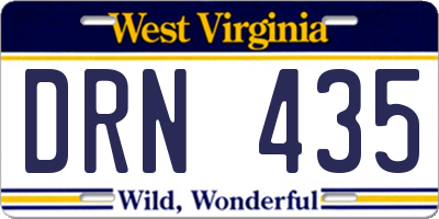 WV license plate DRN435