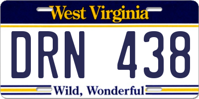 WV license plate DRN438