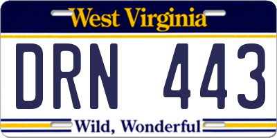 WV license plate DRN443
