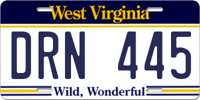 WV license plate DRN445