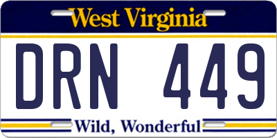 WV license plate DRN449