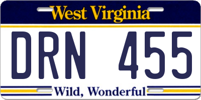 WV license plate DRN455
