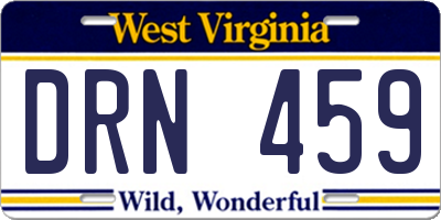 WV license plate DRN459