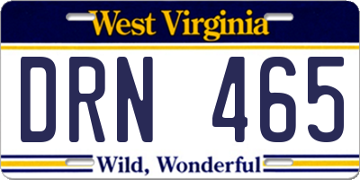 WV license plate DRN465