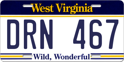 WV license plate DRN467