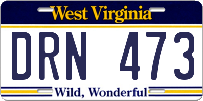 WV license plate DRN473