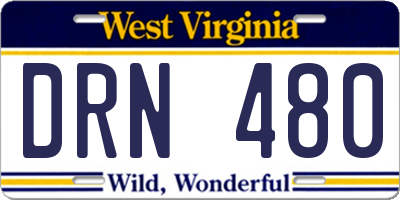 WV license plate DRN480