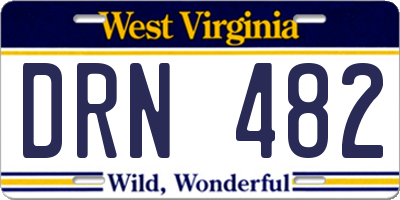 WV license plate DRN482