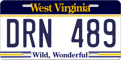 WV license plate DRN489