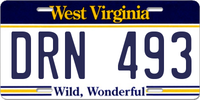 WV license plate DRN493