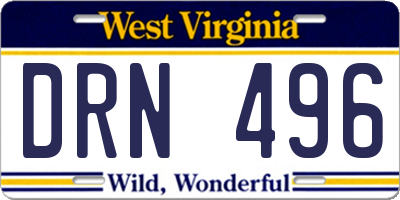 WV license plate DRN496