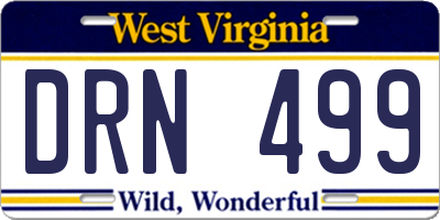 WV license plate DRN499