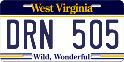 WV license plate DRN505